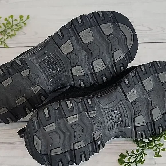 Skechers D'Lites Play On Shoe black leather Women's Size 8 - Picture 9 of 10